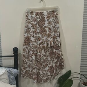 Paisley High Low Ruffle Skirt